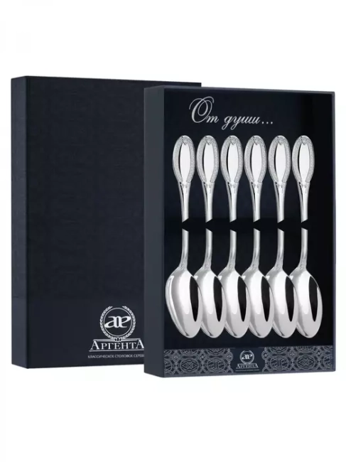 Серебряный набор из 6 чайных ложек "Император" Серебряный набор из 6 чайных ложек "Император"