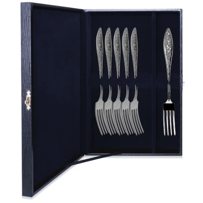 Серебряный набор десертных вилок "Морозко" на 6 персон Серебряный набор десертных вилок "Морозко" на 6 персон