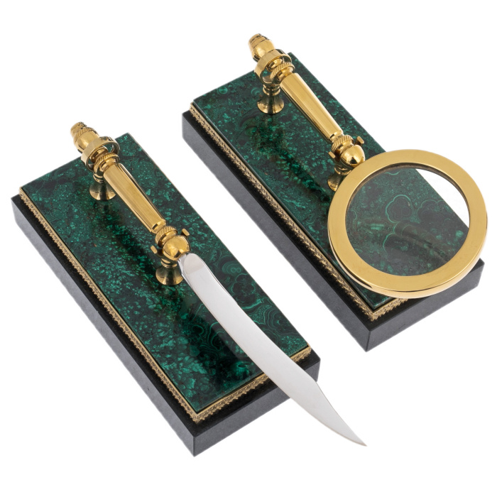 Письменный настольный набор из малахита "Конь" Златоуст - артикул: 301400 | Мосподарок 