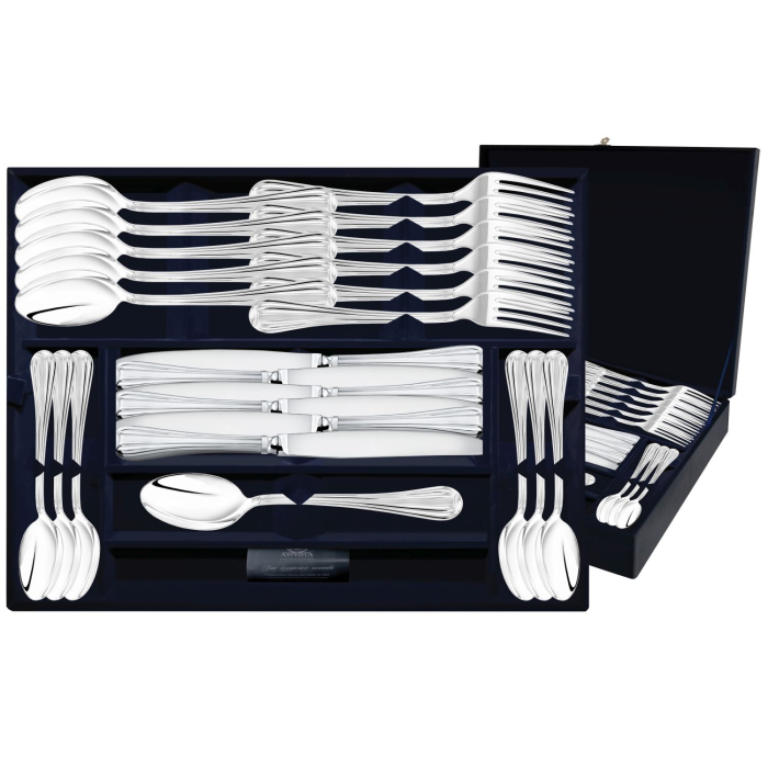 Серебряный столовый набор"Меридиан": вилка, ложка, нож, чайная ложка, на 12 персон, 48 предметов - артикул: AK01855 - стоимость: 934 000 руб. Серебряный столовый набор"Меридиан": вилка, ложка, нож, чайная ложка, на 12 персон, 48 предметов - артикул: AK01855 | Мосподарок
