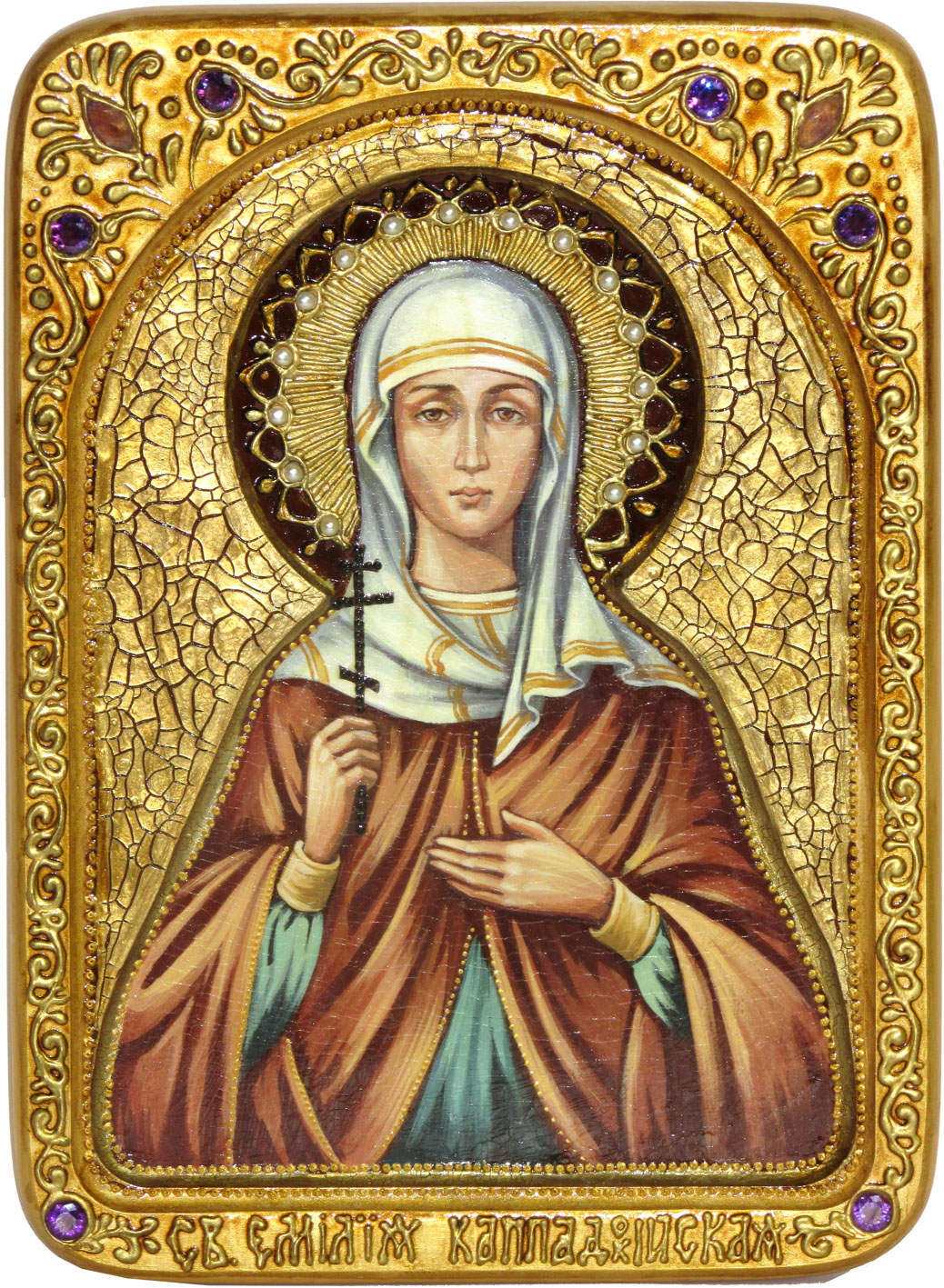 Живописная икона "Святая Емилия Кесарийская (Каппадокийская)" на кипарисе - купить в Москве | Мосподарок 