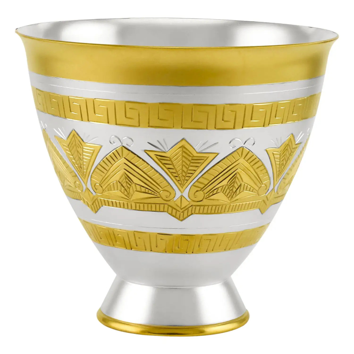 Серебряная чашка с блюдцем №2 на 1 персону, с позолотой - артикул: AK01838 | Мосподарок 