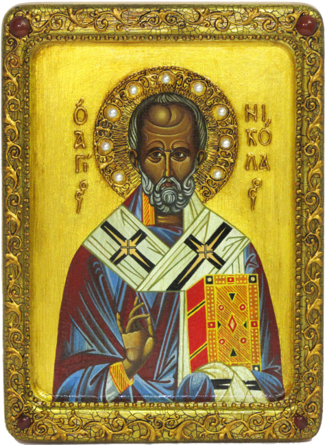 Живописная икона "Святитель Николай, архиепископ Мир Ликийский (Мирликийский)"