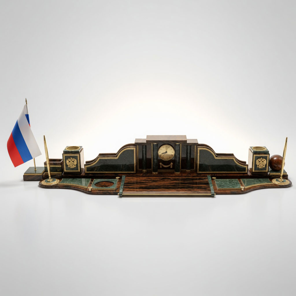 Настольный набор "Прайм" из обсидиана - артикул: A05379 | Мосподарок 