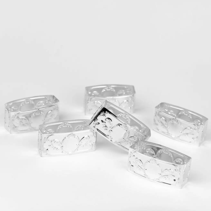 Набор серебряных колец для салфеток "Престиж" на 6 персон - артикул: AK01143 | Мосподарок 