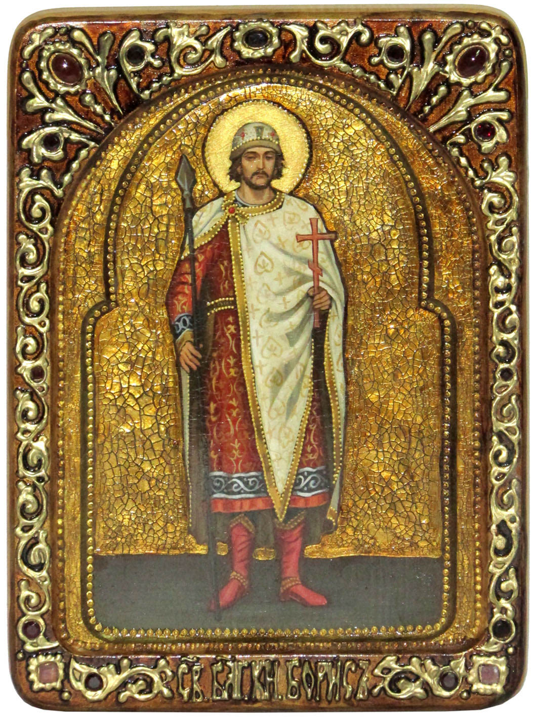 Живописная икона "Святой благоверный князь Борис" на кипарисе - купить в Москве | Мосподарок 