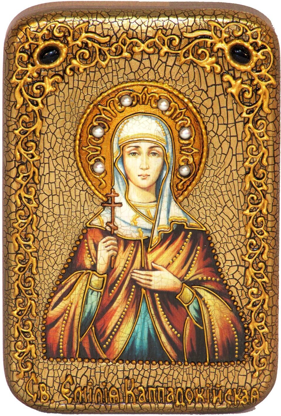 Настольная икона "Святая Емилия Кесарийская (Каппадокийская)" на мореном дубе - купить в Москве | Мосподарок 