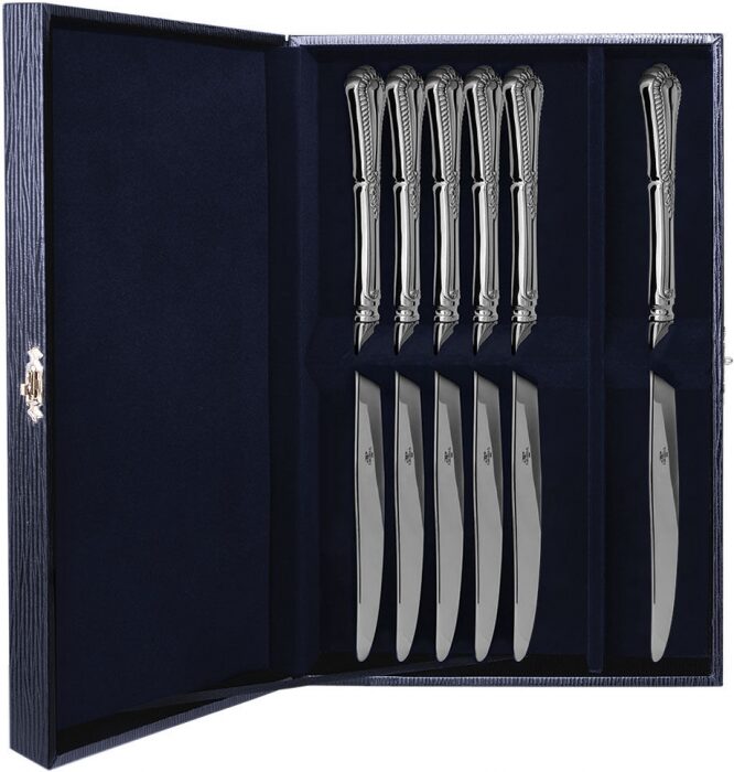 Набор из 6 серебряных столовых ножей "Фаворит" - артикул: AK01558 | Мосподарок 