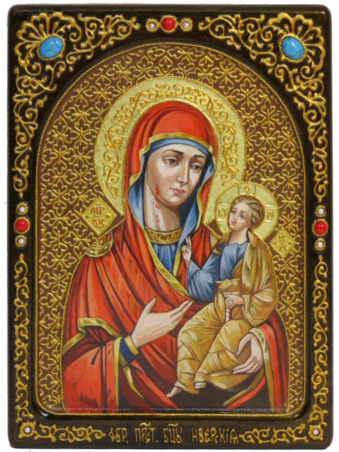 Живописная икона "Образ Божией Матери "Иверская"" на кипарисе