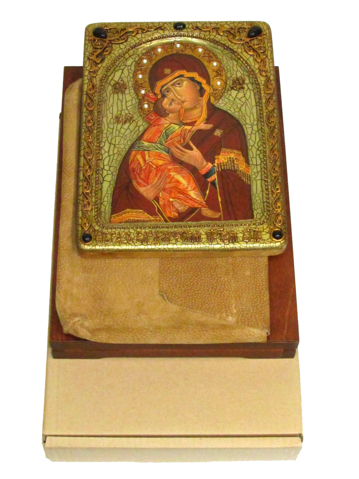 Живописная икона "Образ Владимирской Божьей Матери" на кипарисе - купить в Москве | Мосподарок 