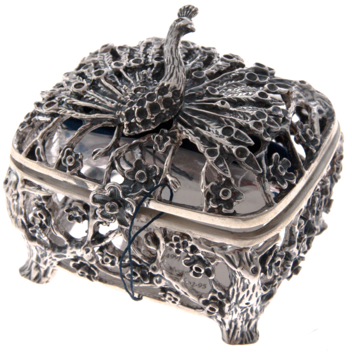 Серебряная шкатулка "Павлин" с чернением - артикул: AK01293 - стоимость: 43 400 руб. Серебряная шкатулка "Павлин" с чернением - артикул: AK01293 | Мосподарок