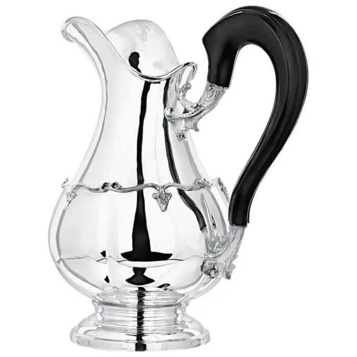 Серебряный кувшин с цветочным орнаментом и деревянной ручкой - артикул: AK01566 | Мосподарок 