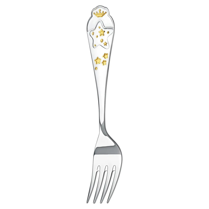 Набор детский серебряный КД "Звезда": вилка, кружка, ложка с позолотой, на 1 персону - артикул: AK01570 | Мосподарок 
