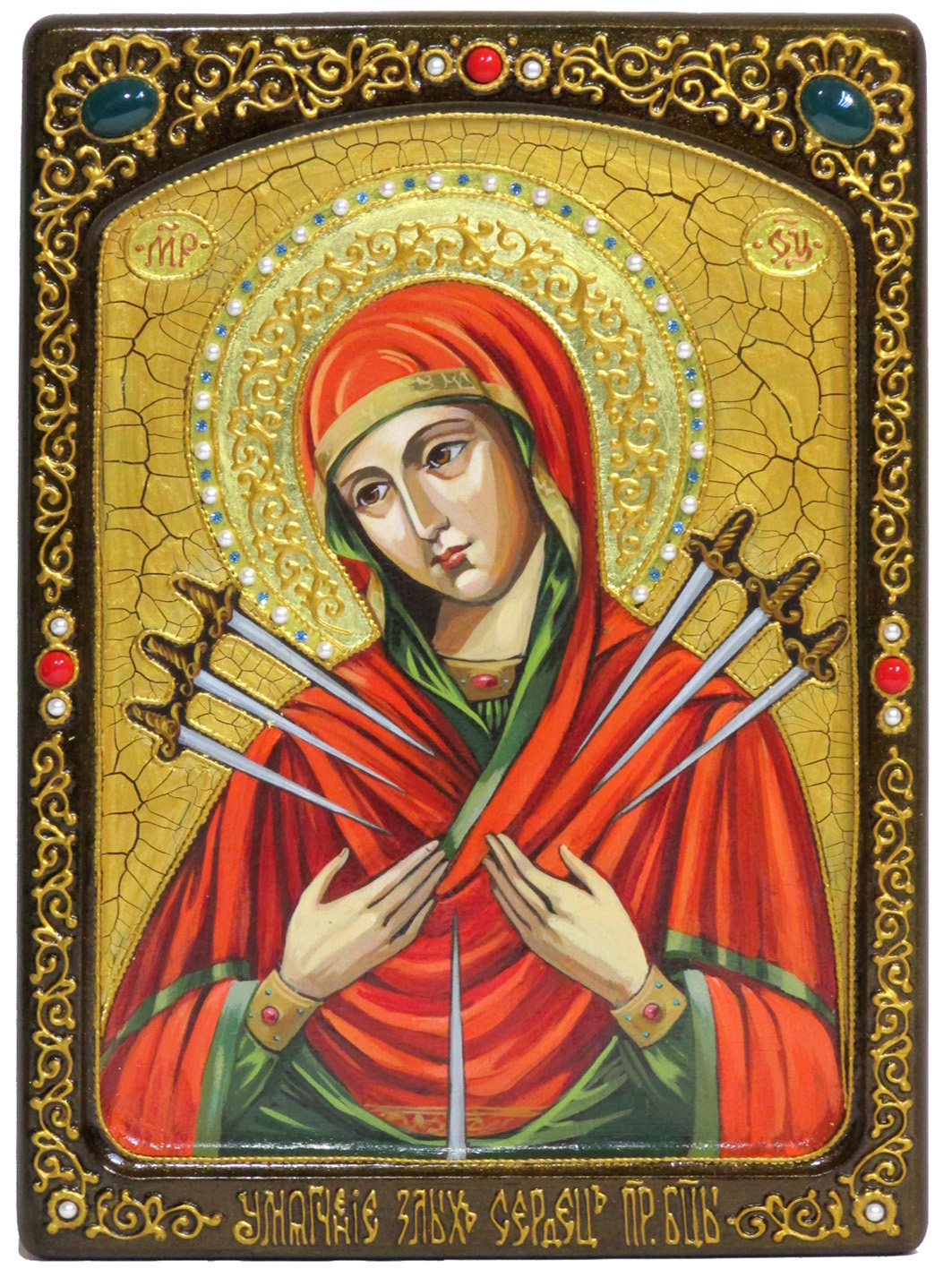 Живописная икона "Образ Божией Матери Умягчение злых сердец" на кипарисе - купить в Москве | Мосподарок 