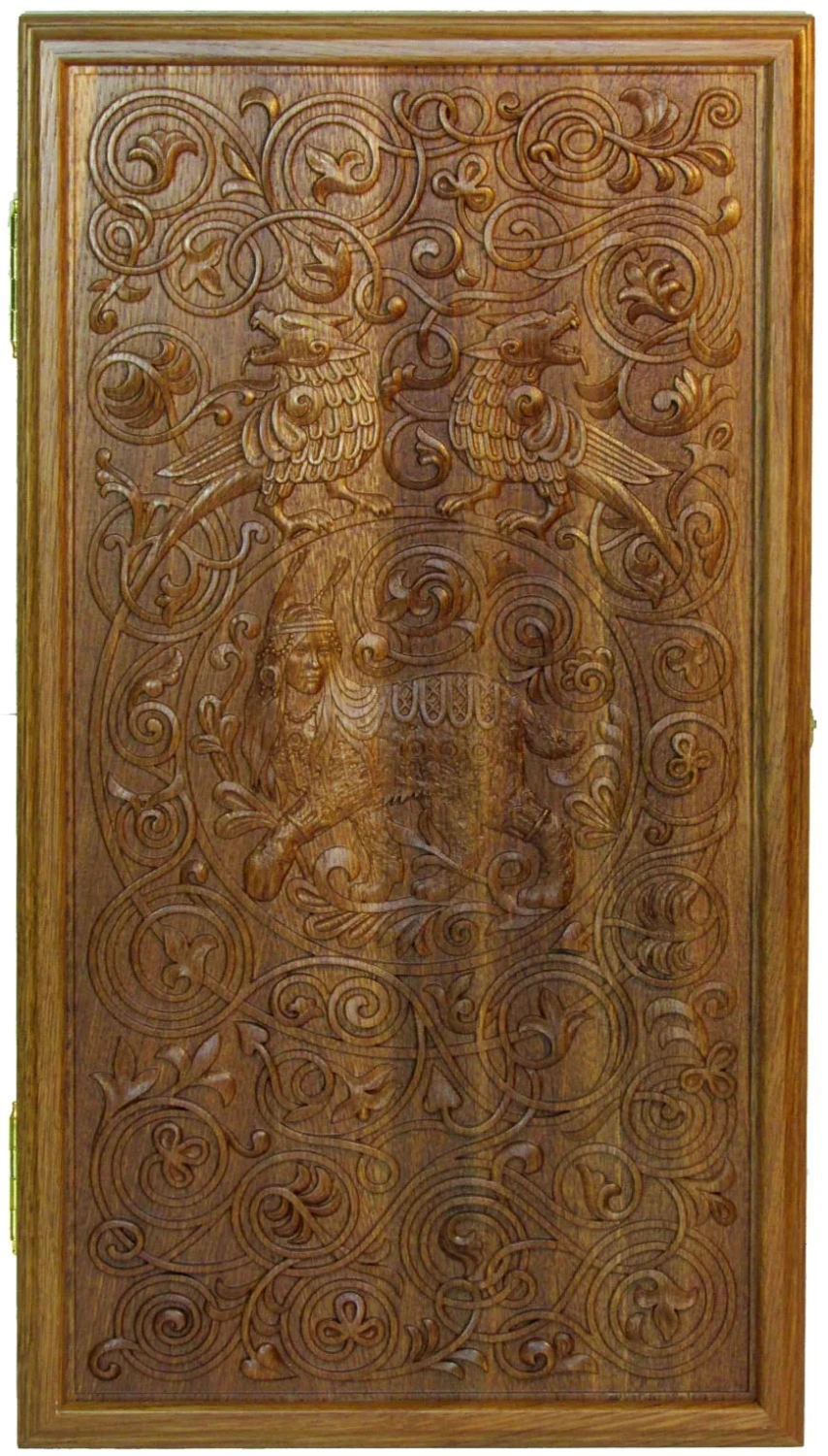 Резные нарды из массива мореного дуба "Арысь-поле" - артикул: 120-179 | Мосподарок 