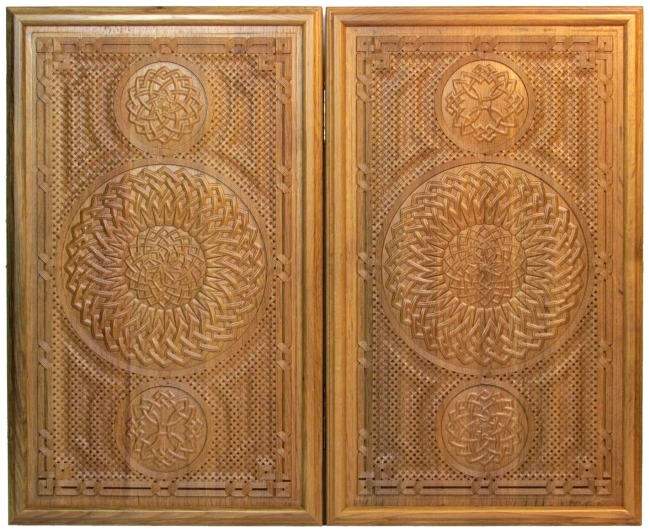 Резные двусторонние нарды из массива мореного дуба "Севанские-5"