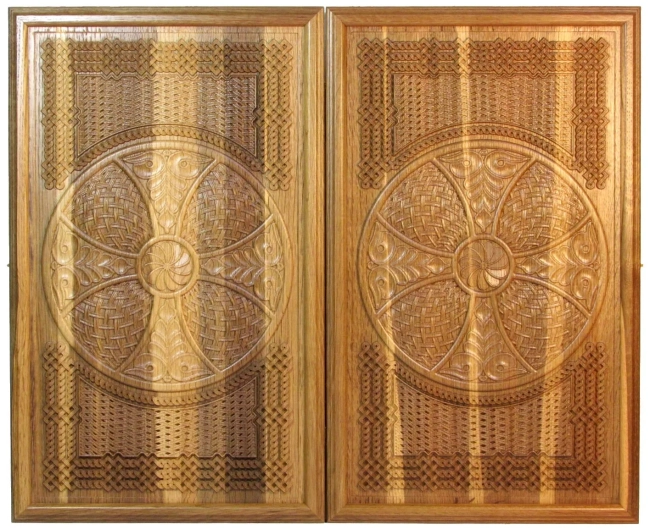 Резные двусторонние нарды из массива мореного дуба "Севанские-1"