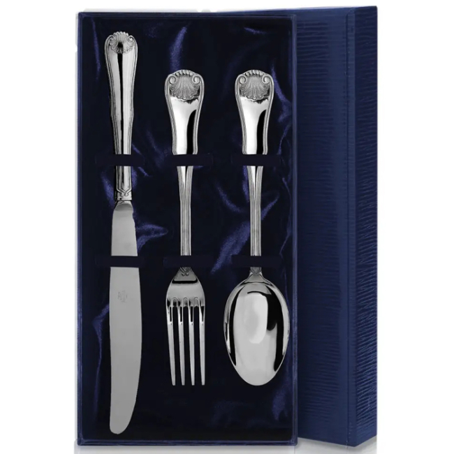 Набор из 3 столовых серебряных приборов "Визит": вилка, ложка, нож , на 1 персону Набор из 3 столовых серебряных приборов "Визит": вилка, ложка, нож , на 1 персону