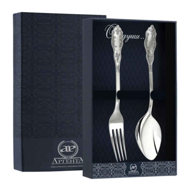 Набор столовых приборов из серебра "№12 ": 2 предмета, на 1 персону Набор столовых приборов из серебра "№12 ": 2 предмета, на 1 персону