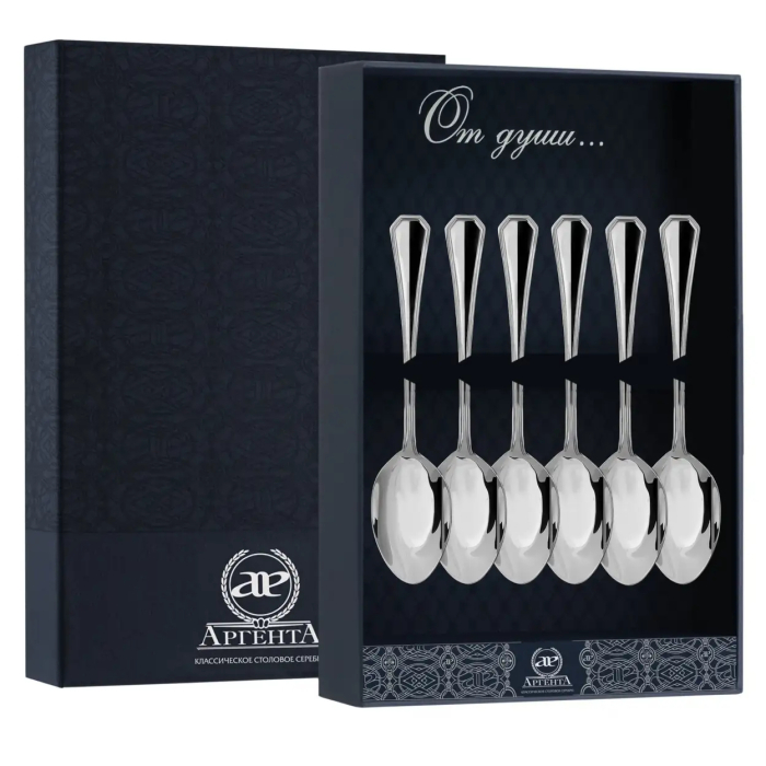Серебряный набор кофейных ложек "Элегант" на 6 персон - артикул: AK01331 | Мосподарок 