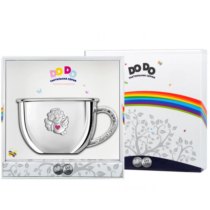 Посеребренная бульонница детская "Ангел" с розовой с эмалью, на 1 персону - артикул: AK01728 | Мосподарок 