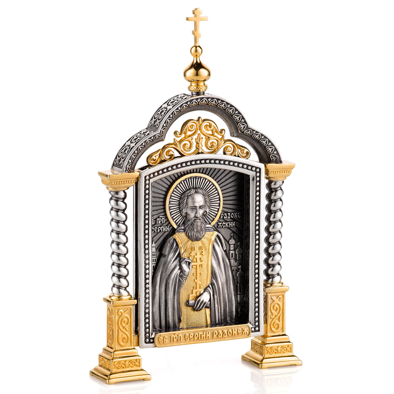 Парадная серебряная икона «Сергий Радонежский» - артикул: ALT00908 | Мосподарок 