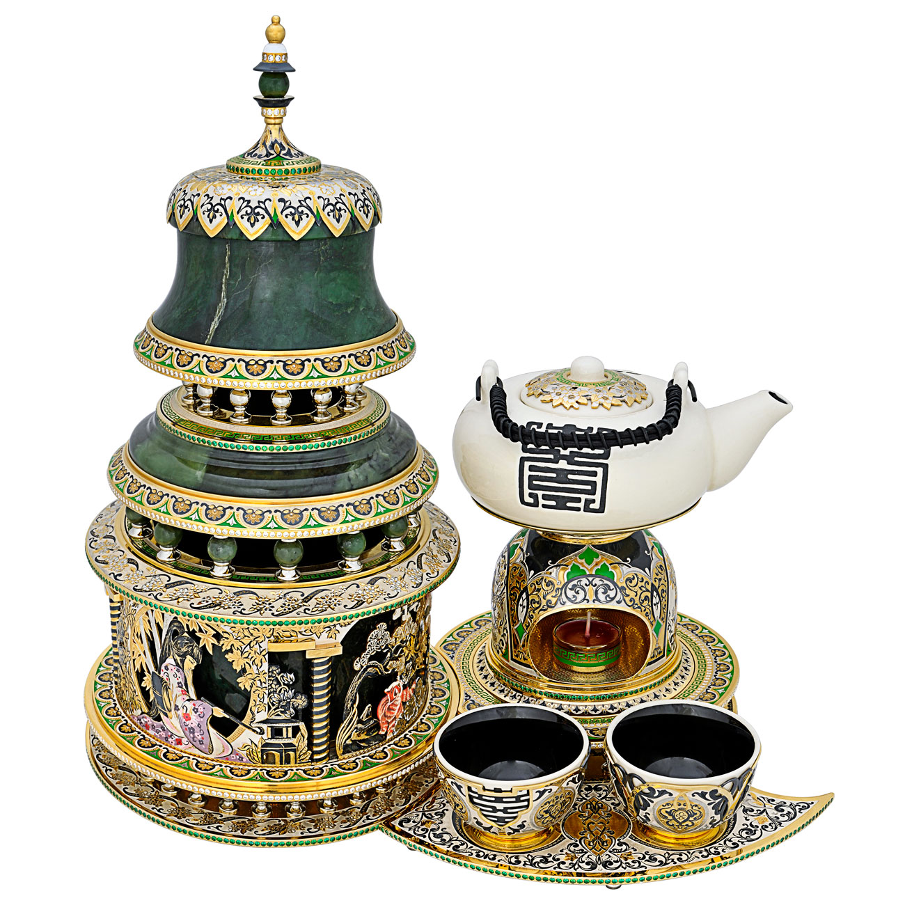 Набор для чая  с лампой из нефрита "Восток" Златоуст - артикул: 302250 | Мосподарок 