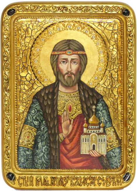 Живописная икона "Святой князь Владислав Сербский" на кипарисе