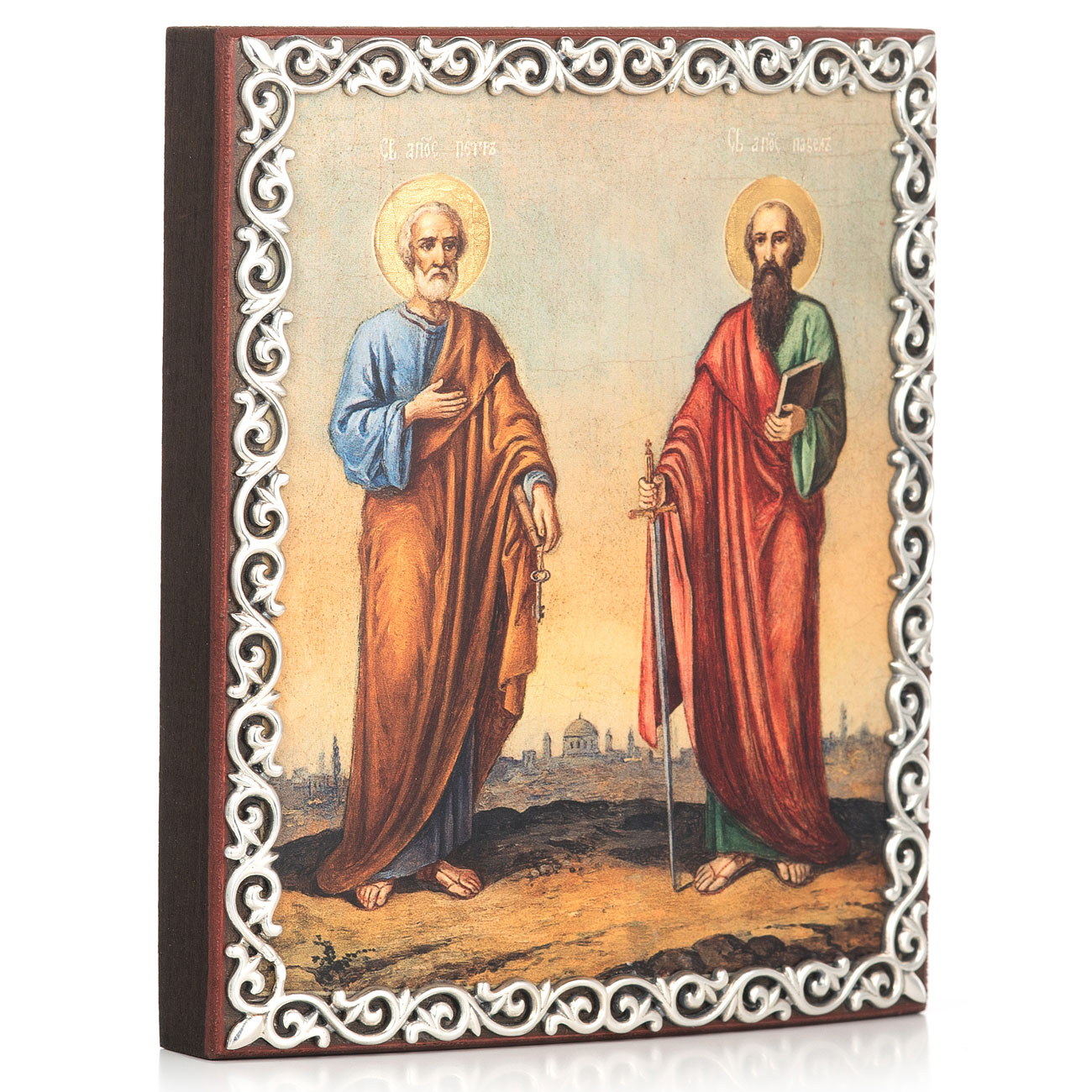 Икона в серебряном багете «Петр и Павел» - артикул: ALT01729 | Мосподарок 