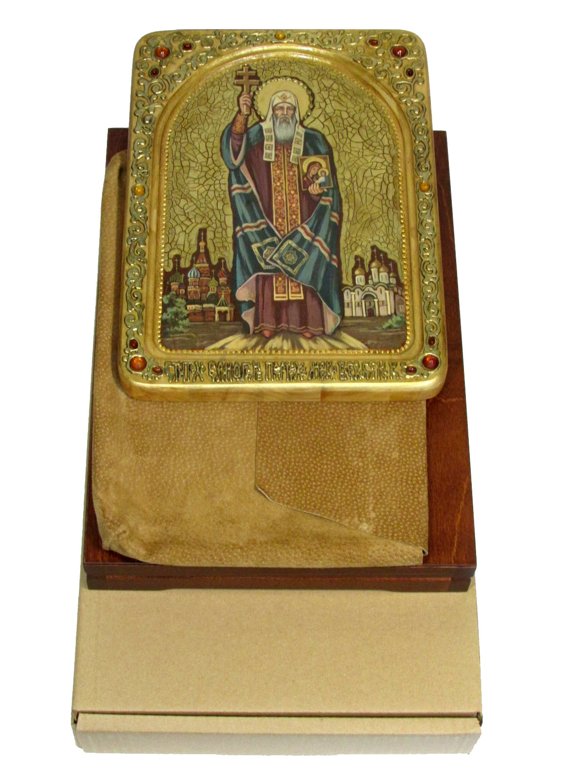 Живописная икона "Святитель и Чудотворец Ермоген, патриарх Московский и всея Руси" на кипарисе - купить в Москве | Мосподарок 