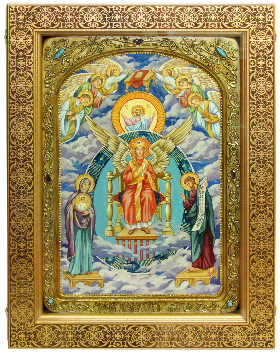 Живописная икона" София - Премудрость Божия (Новгородская)" на кипарисе в березовом киоте - купить в Москве | Мосподарок 