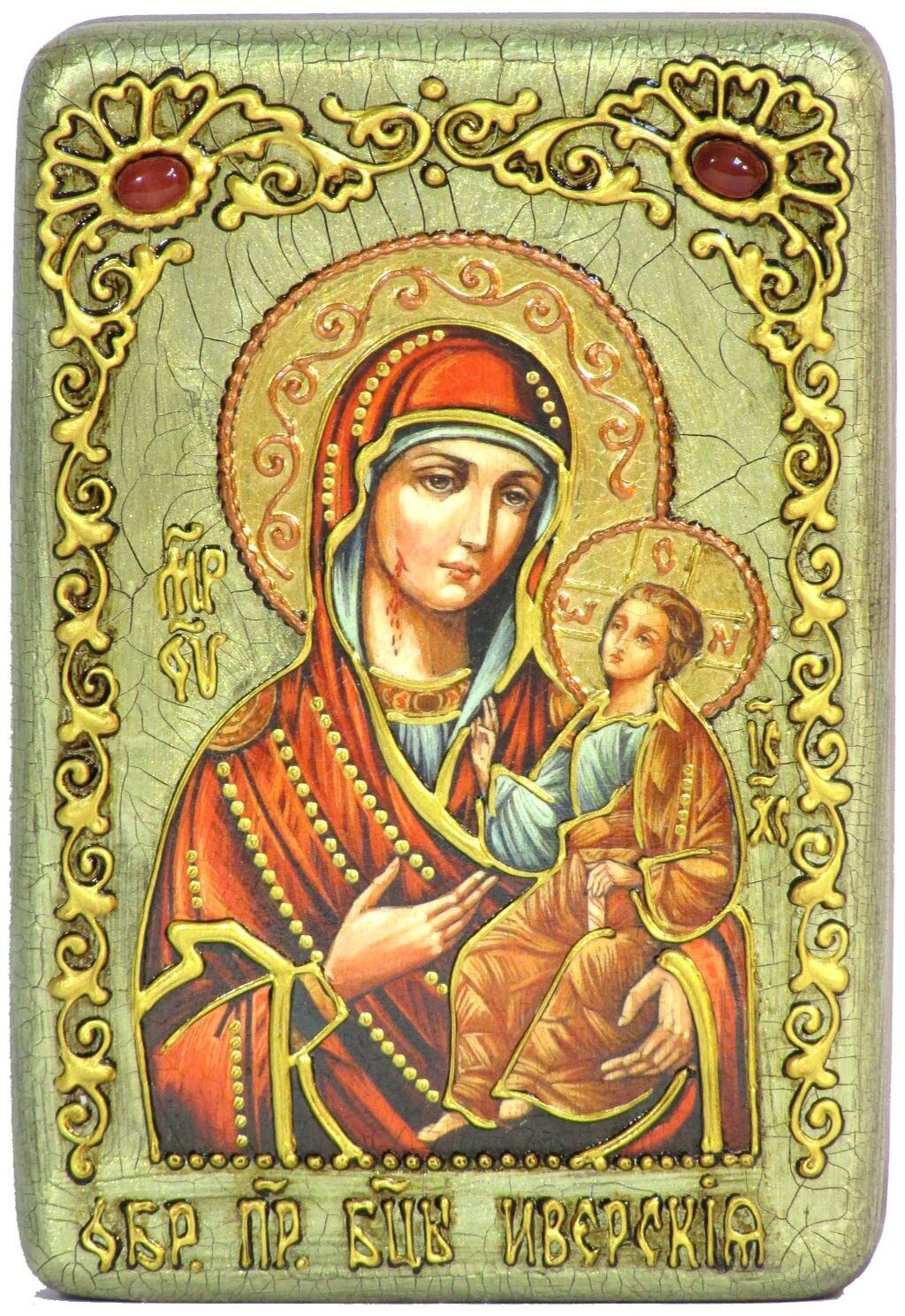 Настольная икона "Образ Божией Матери "Иверская" на мореном дубе - купить в Москве | Мосподарок 