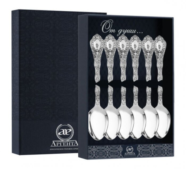 Серебряный набор чайных ложек "Виноградная лоза" Серебряный набор чайных ложек "Виноградная лоза"