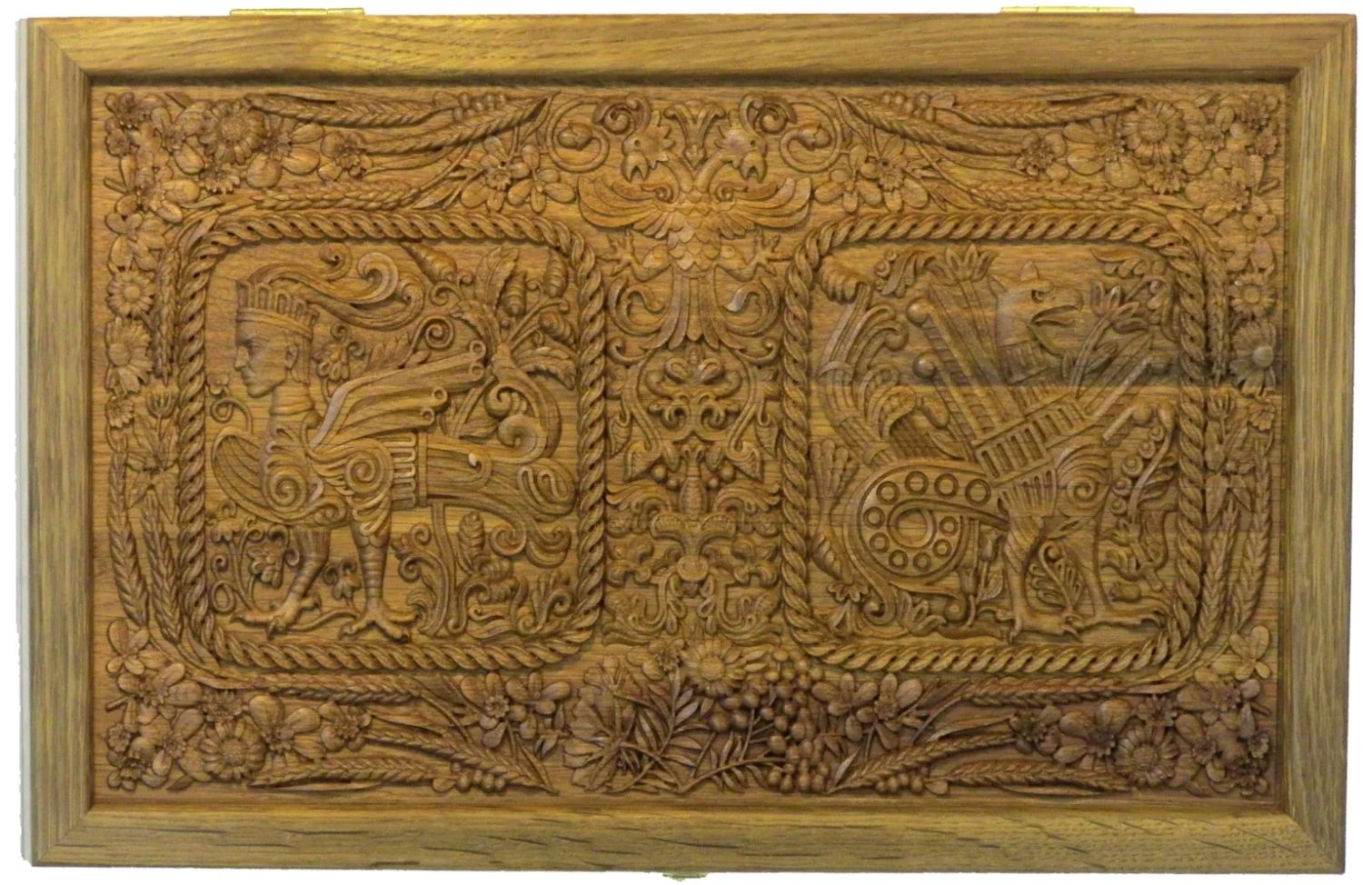 Резные дорожные нарды-шашки из массива чёрного дуба "Белокаменные-4" - артикул: 120-148 | Мосподарок 