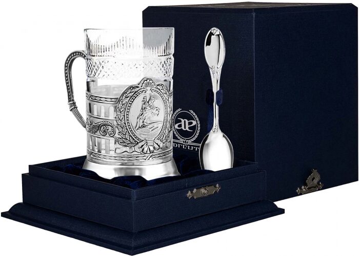 Подстаканник из серебра "Медный всадник" с чернением - артикул: AK01517 | Мосподарок 