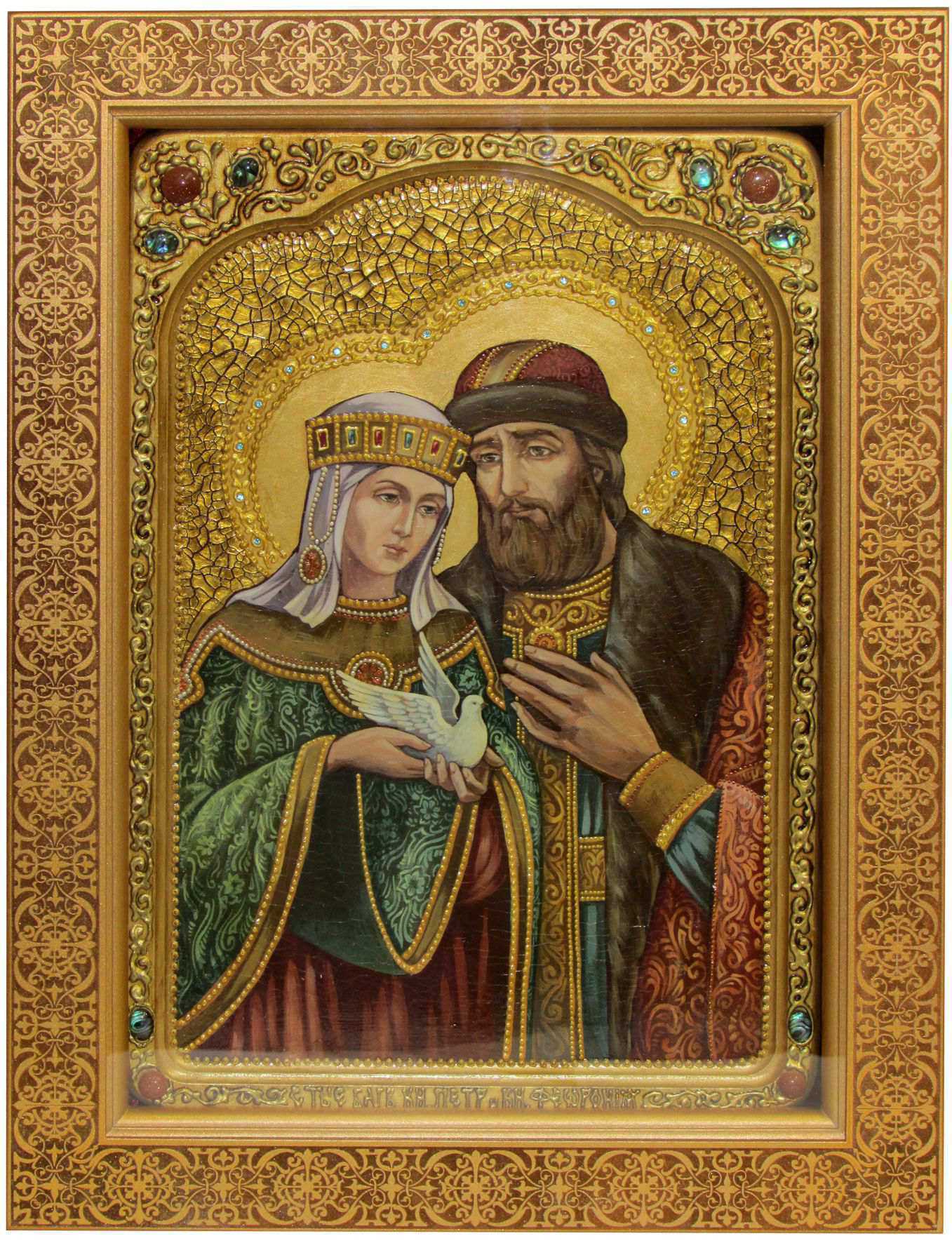 Живописная икона "Петр и Феврония" в киоте - купить в Москве | Мосподарок 