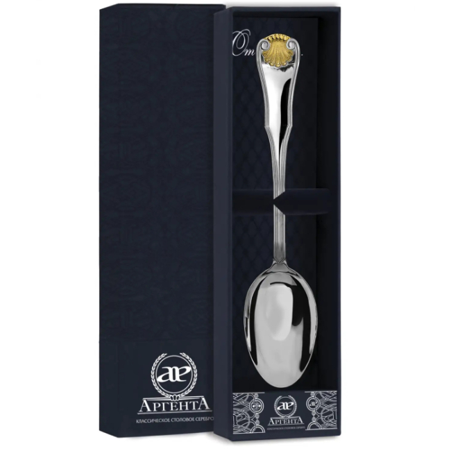 Серебряная столовая ложка «Визит» с позолотой Серебряная столовая ложка «Визит» с позолотой