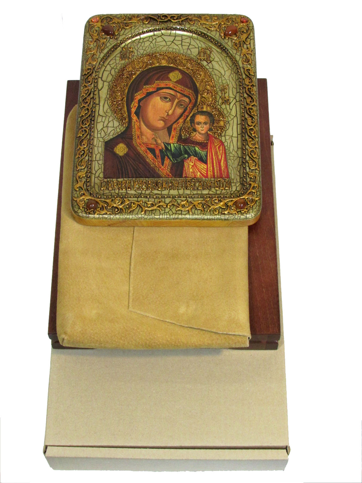 Живописная икона "Образ Казанской Божьей Матери" на кипарисе - купить в Москве | Мосподарок 