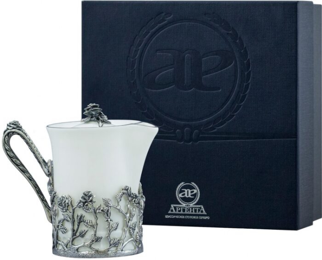 Серебряный сливочник "Роза"