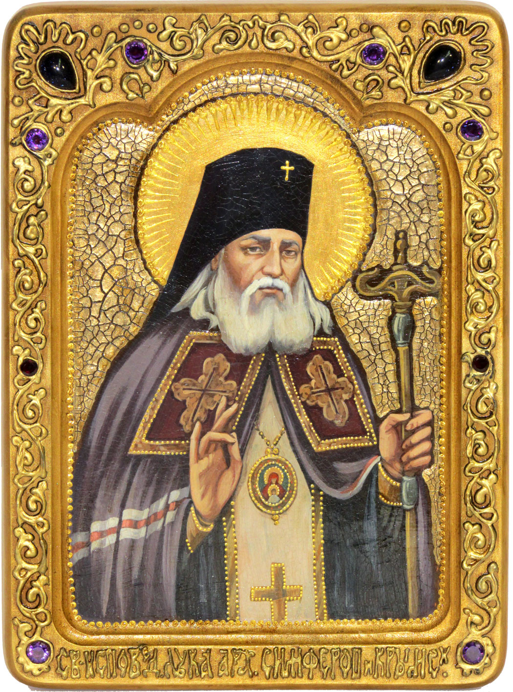 Живописная икона "Святитель Лука Симферопольский, архиепископ Крымский" на кипарисе - купить в Москве | Мосподарок 