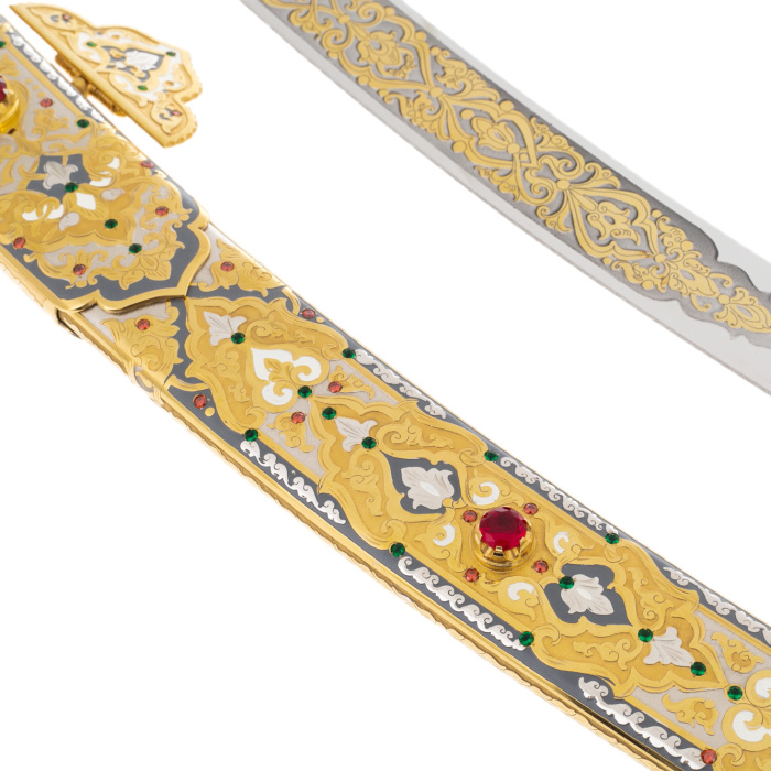 Подарочная сабля  "Восточная" с фианитами и кереплением для ремня, Златоуст - артикул: 301299 | Мосподарок 