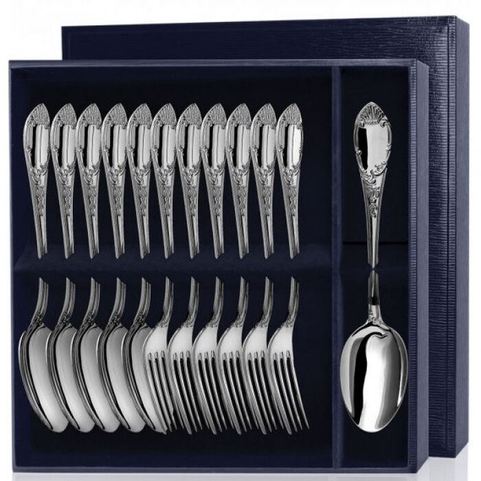 Серебряный столовый набор "Престиж": вилка и ложка , на 6 персон - артикул: AK01381 - стоимость: 343 900 руб. Серебряный столовый набор "Престиж": вилка и ложка , на 6 персон - артикул: AK01381 | Мосподарок