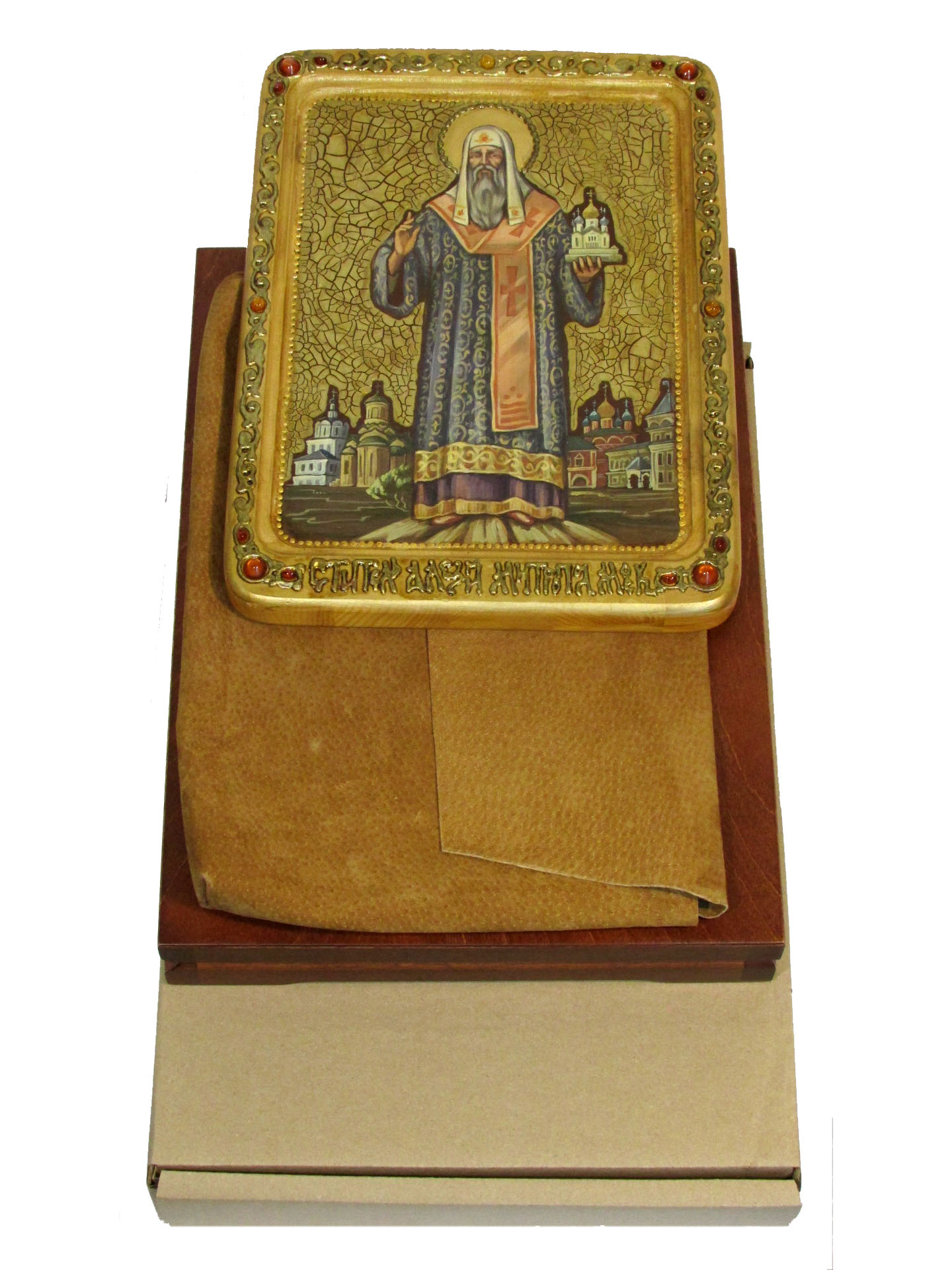 Живописная икона "Святитель Алексий, митрополит Московский и всея России" чудотворец на кипарисе - купить в Москве | Мосподарок 