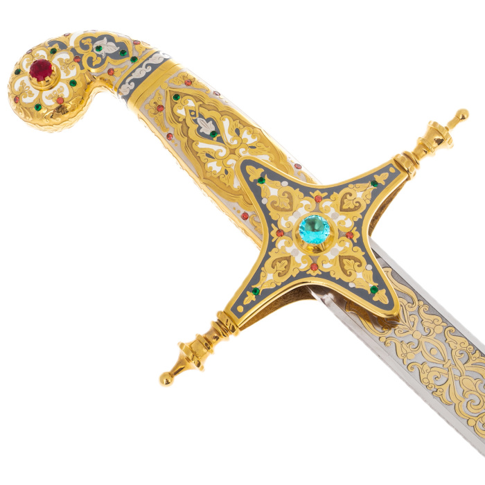 Подарочная сабля  "Восточная" с фианитами и кереплением для ремня, Златоуст - артикул: 301299 | Мосподарок 