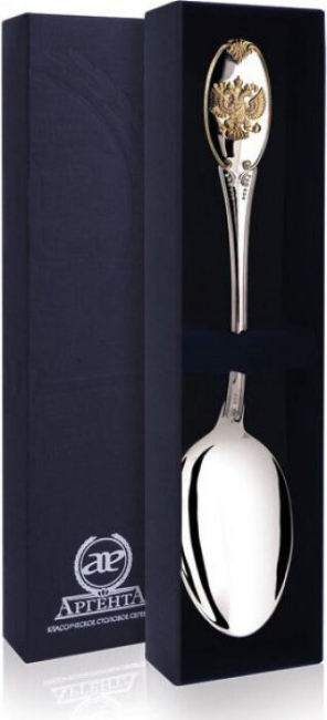 Серебряная столовая ложка "Единство" с позолотой Серебряная столовая ложка "Единство" с позолотой