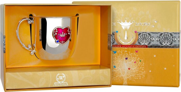 Детская серебряная кружка КД "Сердце" - артикул: AK01497 | Мосподарок 