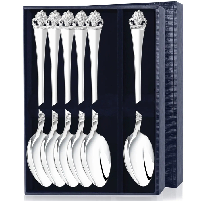 Серебряный набор столовых ложек "Афина" на 6 персон, в футляре - артикул: AK01774 | Мосподарок 