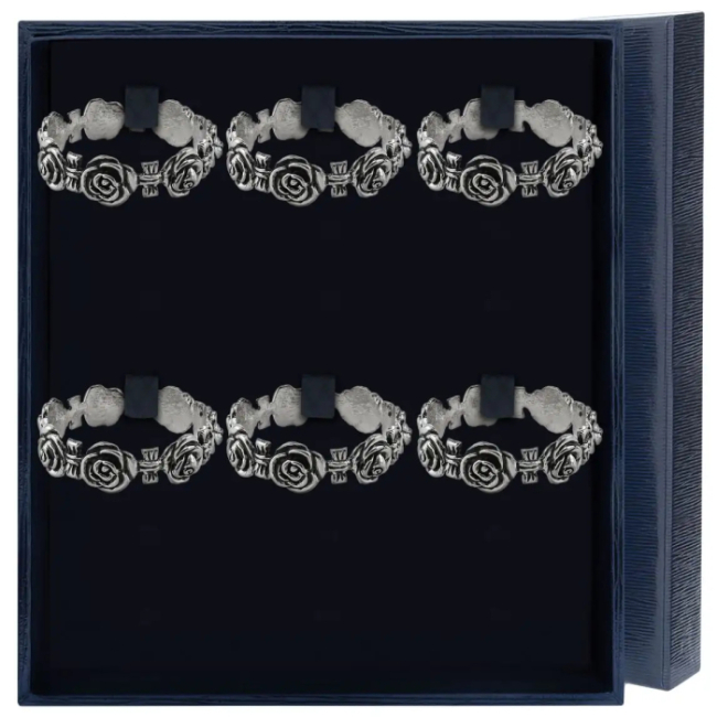 Набор серебряных колец для салфеток "Розалия" на 6 персон Набор серебряных колец для салфеток "Розалия" на 6 персон