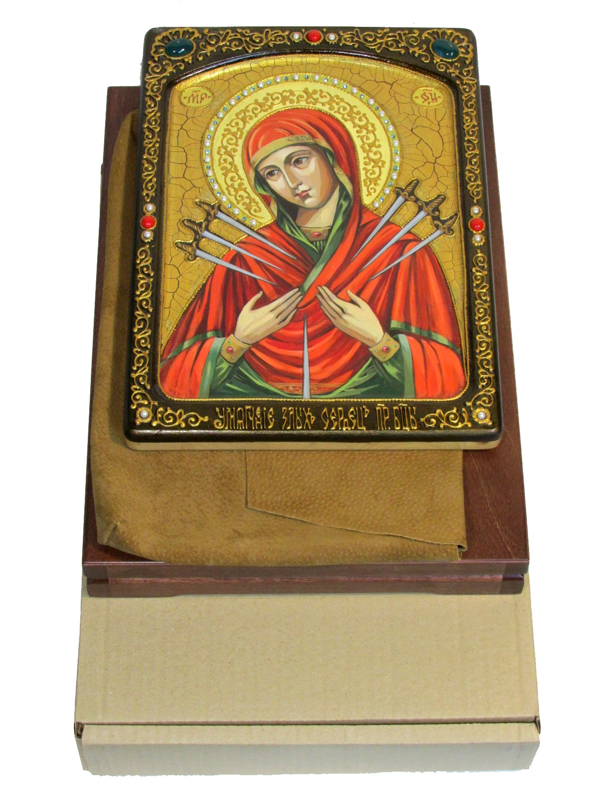 Живописная икона "Образ Божией Матери Умягчение злых сердец" на кипарисе - купить в Москве | Мосподарок 