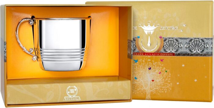 Детская серебряная кружка КД "Рифленая" - артикул: AK01498 | Мосподарок 